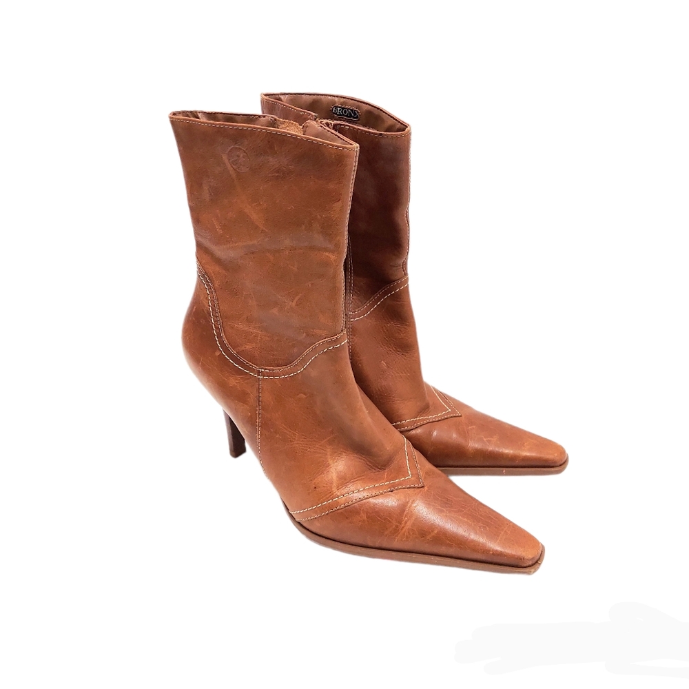 Bronx High Heel Women's  Brown Leather Boots Size 8.5